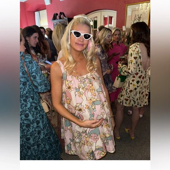 Floral Sleeveless Dress in Pink and Green - Picture 2 of 3